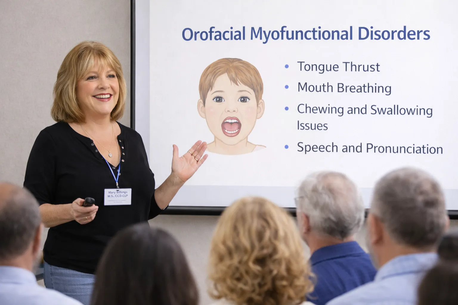 Mary Billings presenting to an audience of clinicians